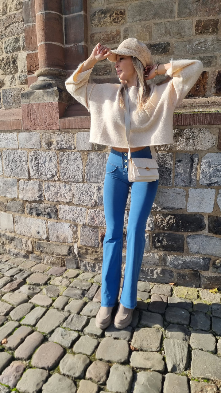 (WRUP11BHC002ORG-J4Y) Blauwe WR.UP® Flared Jeans met een Hoge Taille en Knoopsluiting