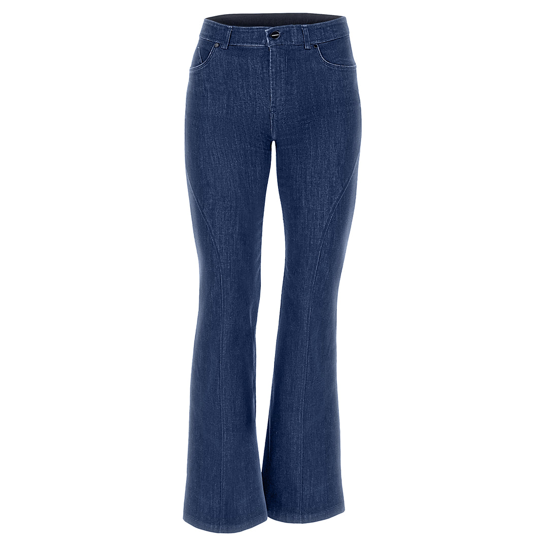 flared jeans blue dark mid waist broek wijde pijp spijker blauw donkerblauw freddy