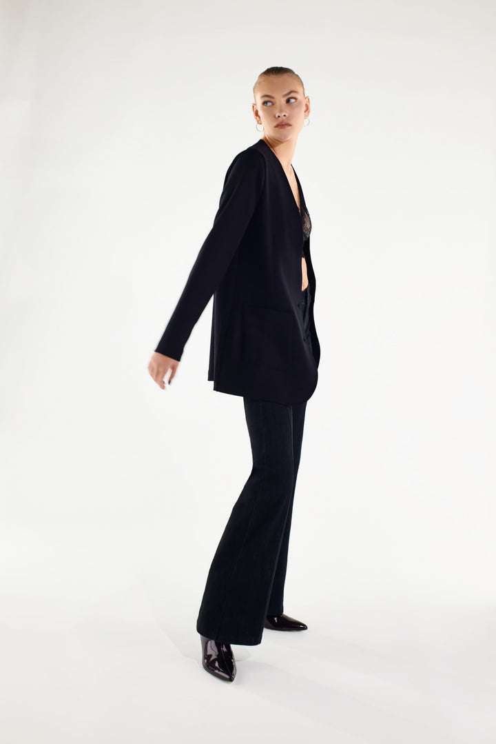 (BLACK29RF301-J7N) CLASSIC FREDDY Flared Jeans in Woven Denim