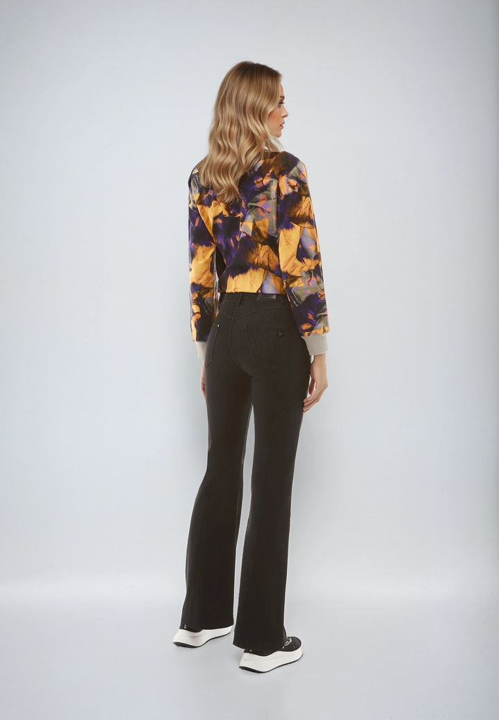 (BLACK29RF301-J7N) CLASSIC FREDDY Flared Jeans in Woven Denim