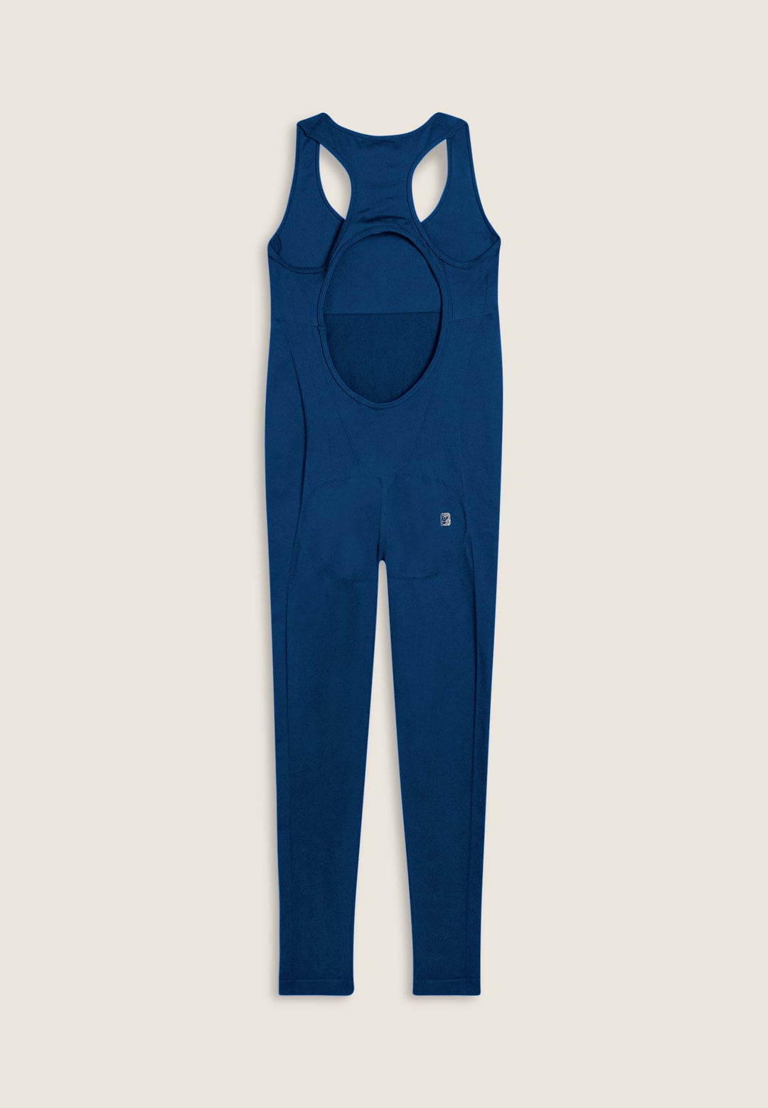 F25WSMJ1-B61 Slim Fit Jumpsuit met Racerback en Porthole Rugdetail