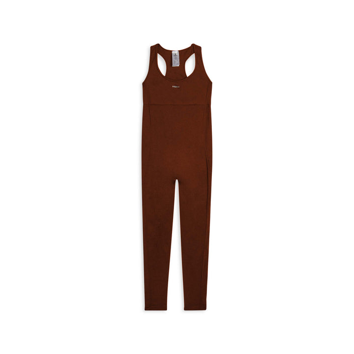 F25WSMJ1- M48  Slim Fit Jumpsuit met Racerback en Porthole Rugdetail