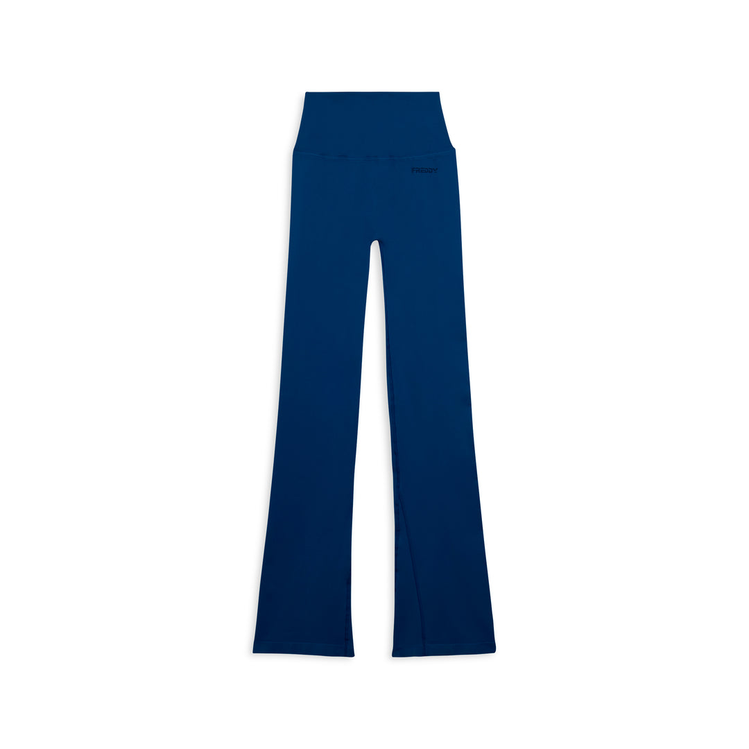 F25WSMP2-B61  Flared Legging met Super Hoge Taille in Ribstructuur