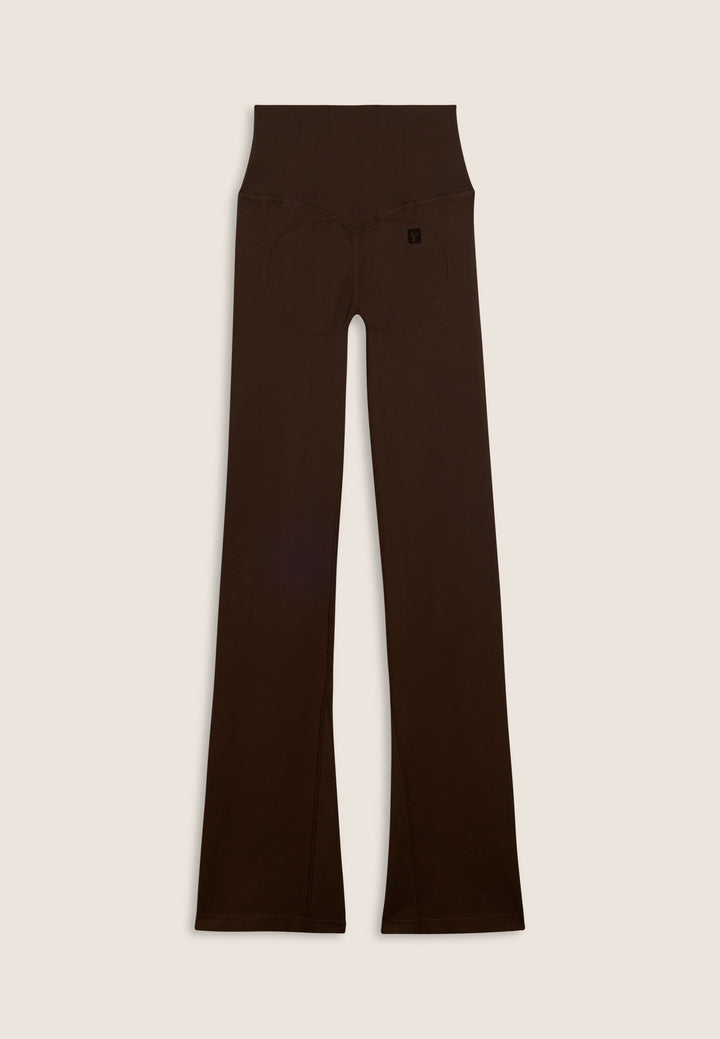 F25WSMP2-M12 Flared Legging met Super Hoge Taille in Ribstructuur