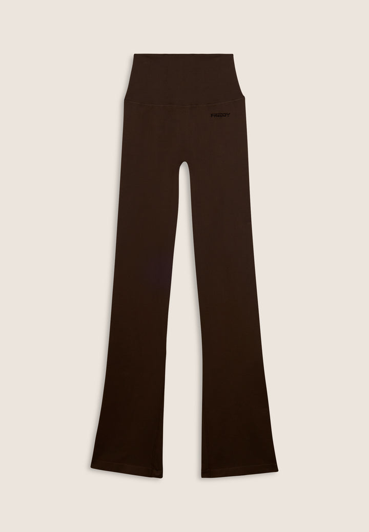 F25WSMP2-M12 Flared Legging met Super Hoge Taille in Ribstructuur