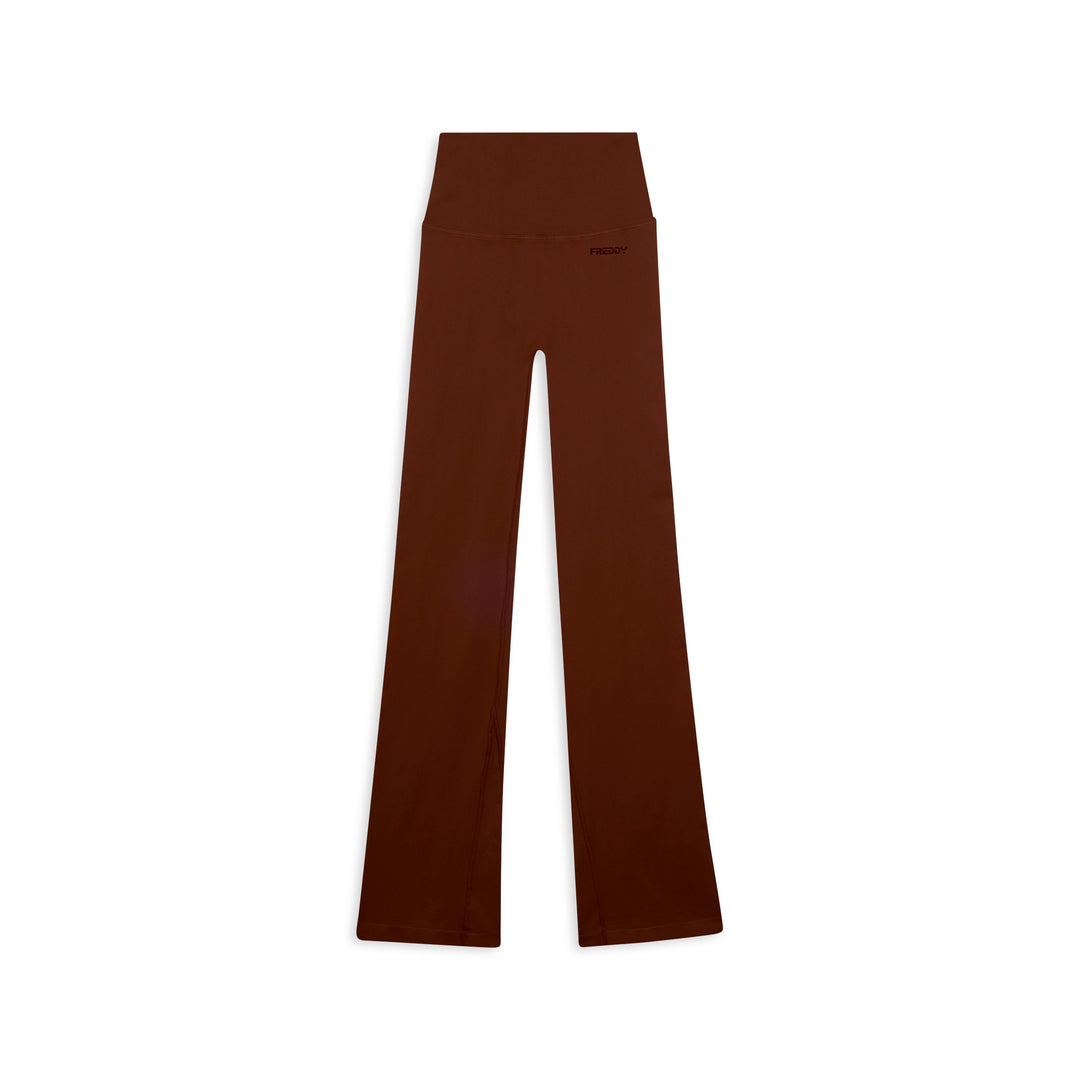 F25WSMP2-M48 Flared Legging met Super Hoge Taille in Ribstructuur