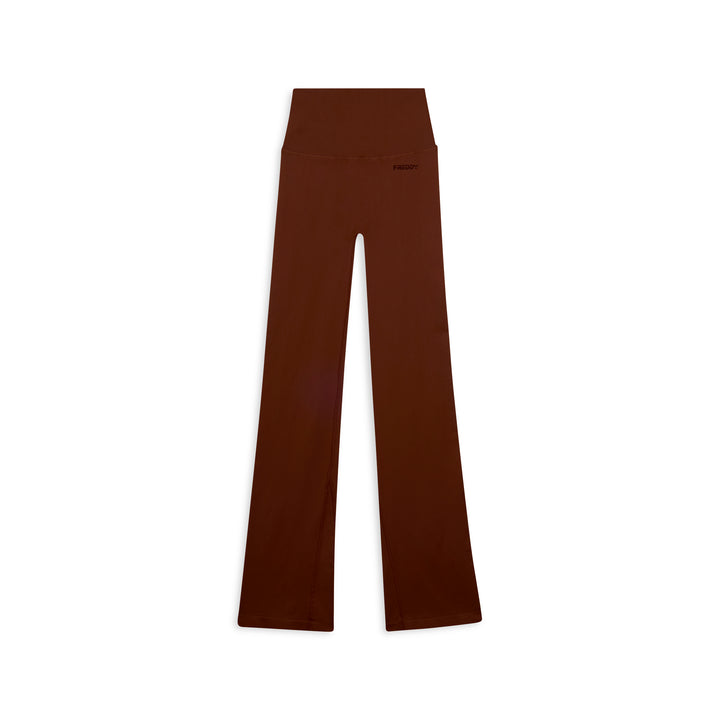 F25WSMP2-M48 Flared Legging met Super Hoge Taille in Ribstructuur