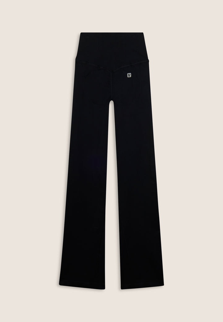 F25WSMP2-N  Flared Legging met Super Hoge Taille in Ribstructuur