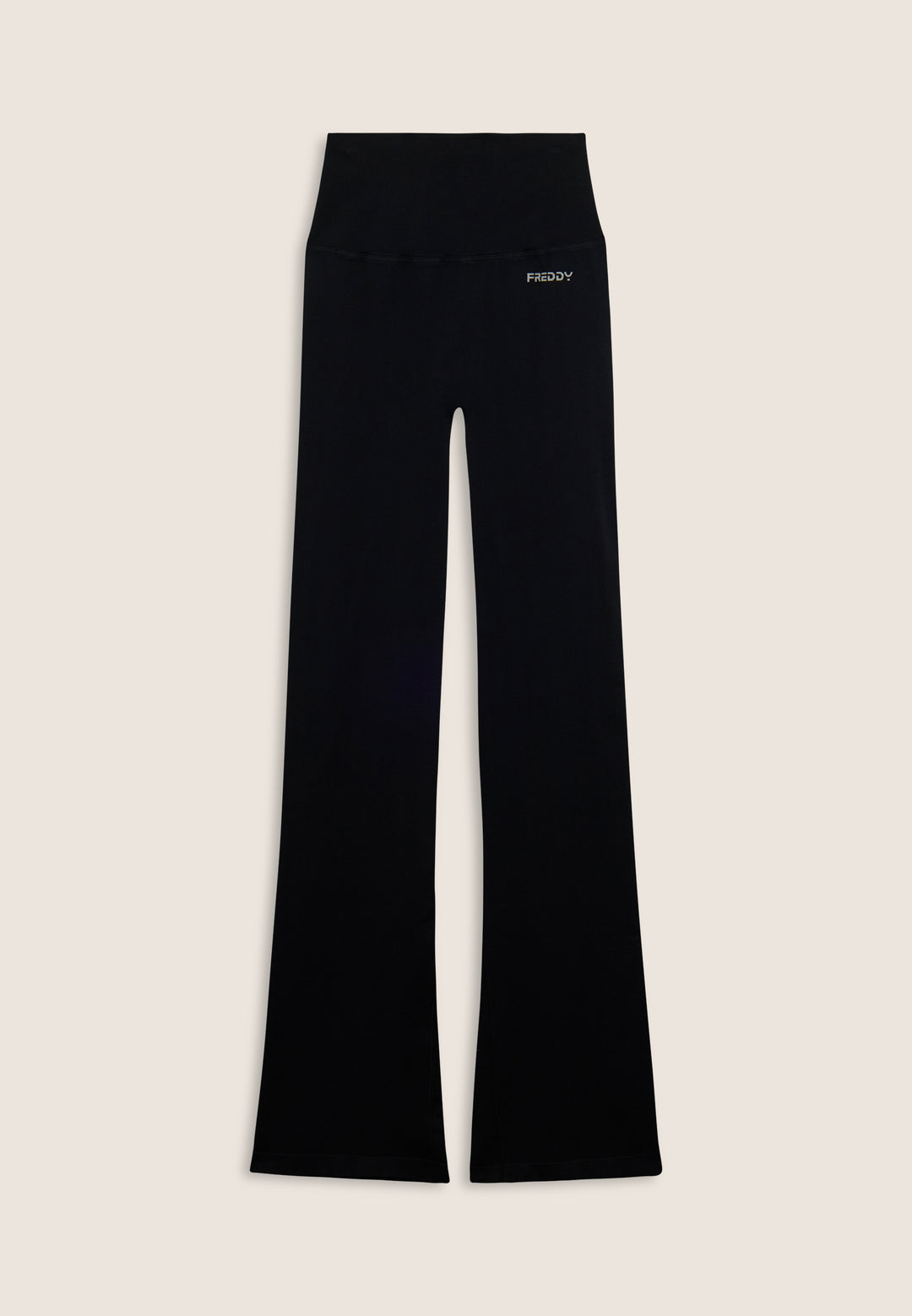 F25WSMP2-N  Flared Legging met Super Hoge Taille in Ribstructuur