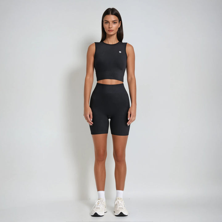 (F3WSFK3-N) Seamless Cropped Sleeveless Top