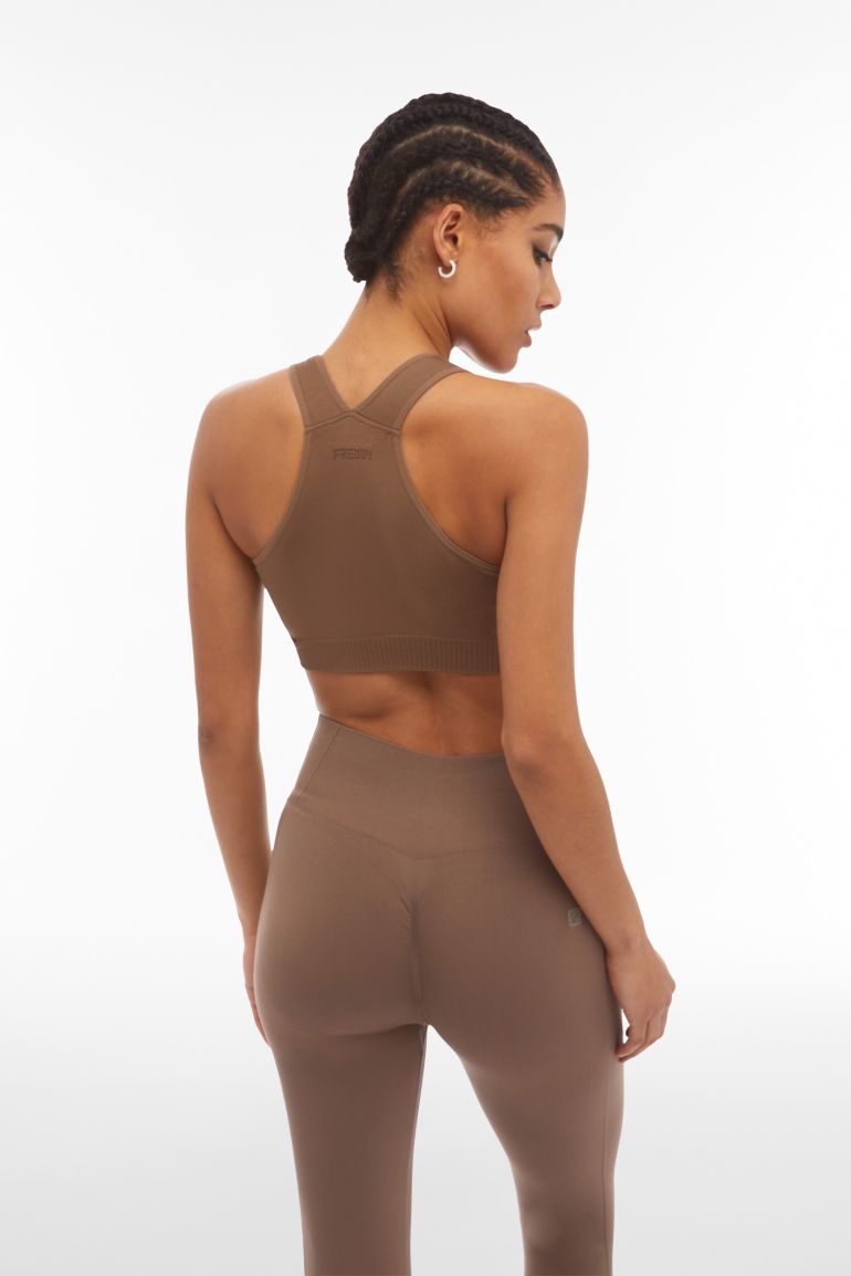 (F3WSFB10-M105) Seamless Bra with Crossed Shoulder Straps