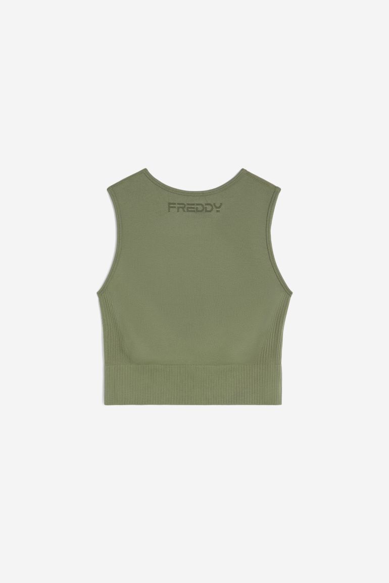 (F3WSFK3-V52) Seamless Cropped Sleeveless Top