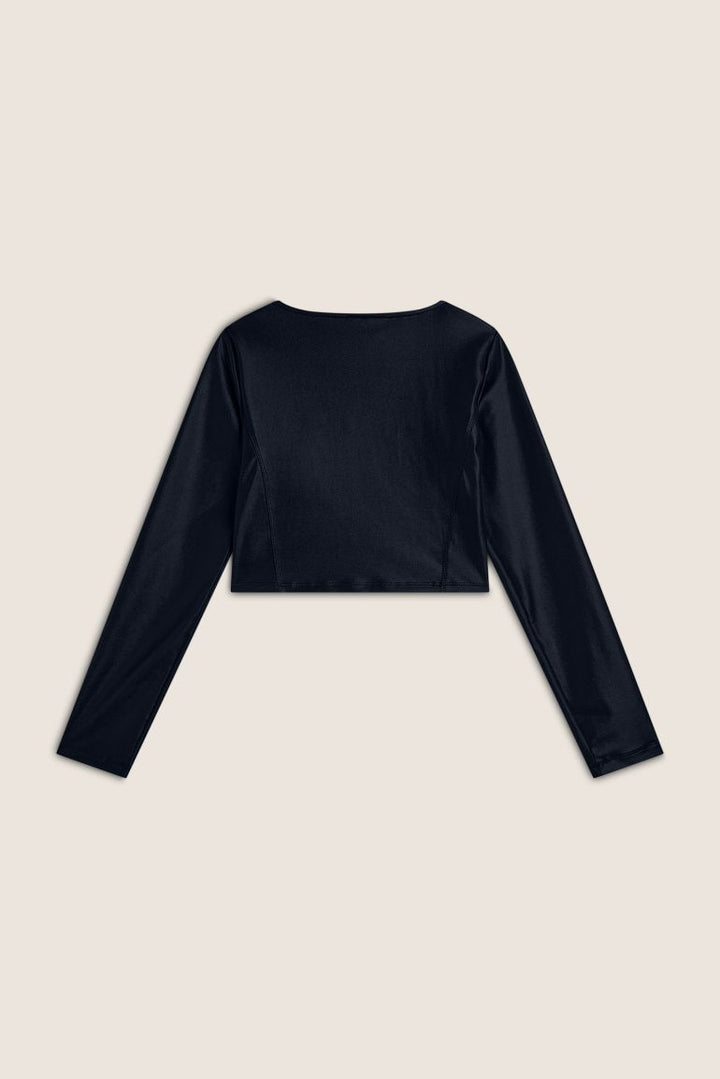 (F4WTWT8-B109) Diwo Top met een Blauwe Satin Look