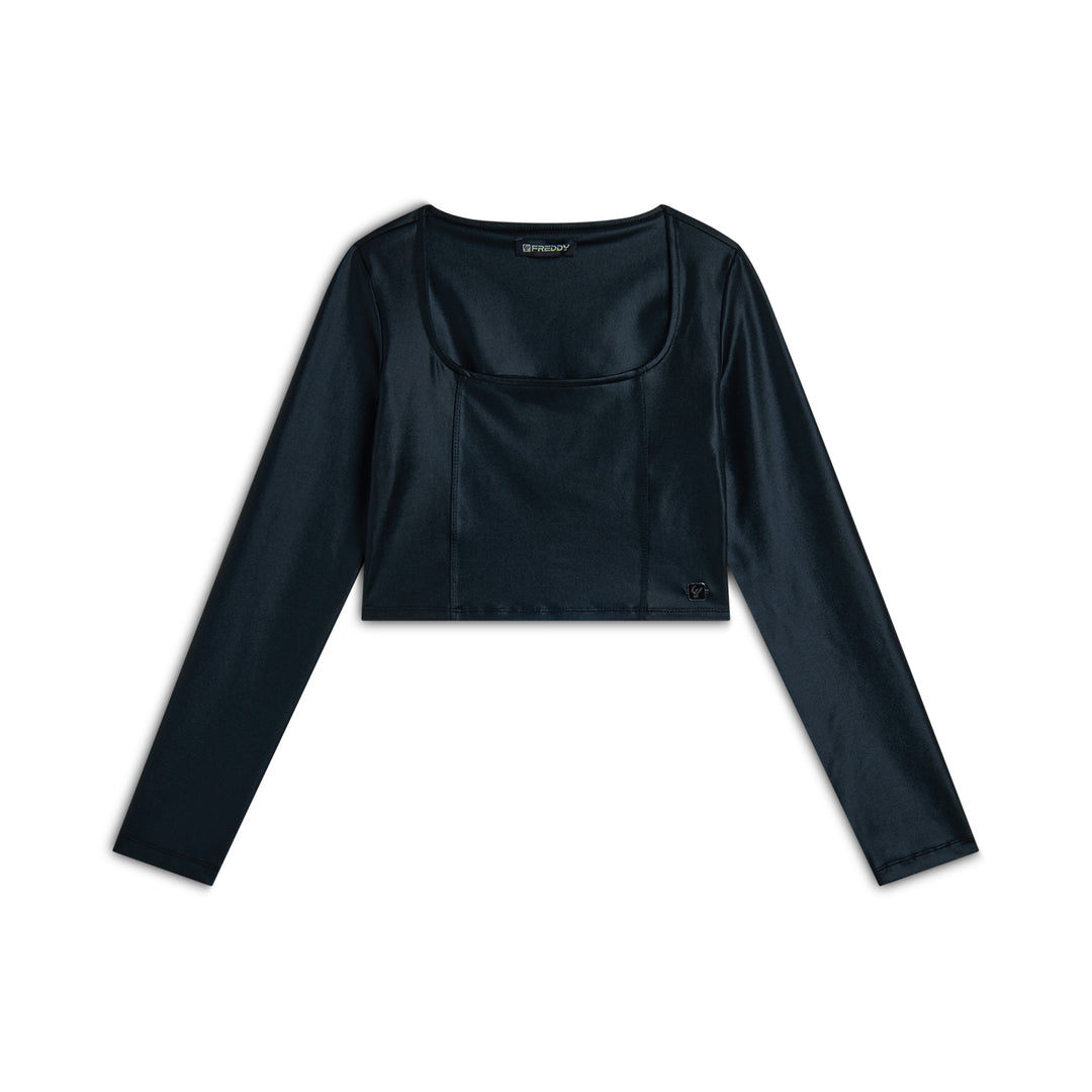 (F4WTWT8-N1) Diwo Top met een Zwarte Satin Look♥