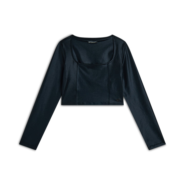 (F4WTWT8-N1) Diwo Top met een Zwarte Satin Look♥