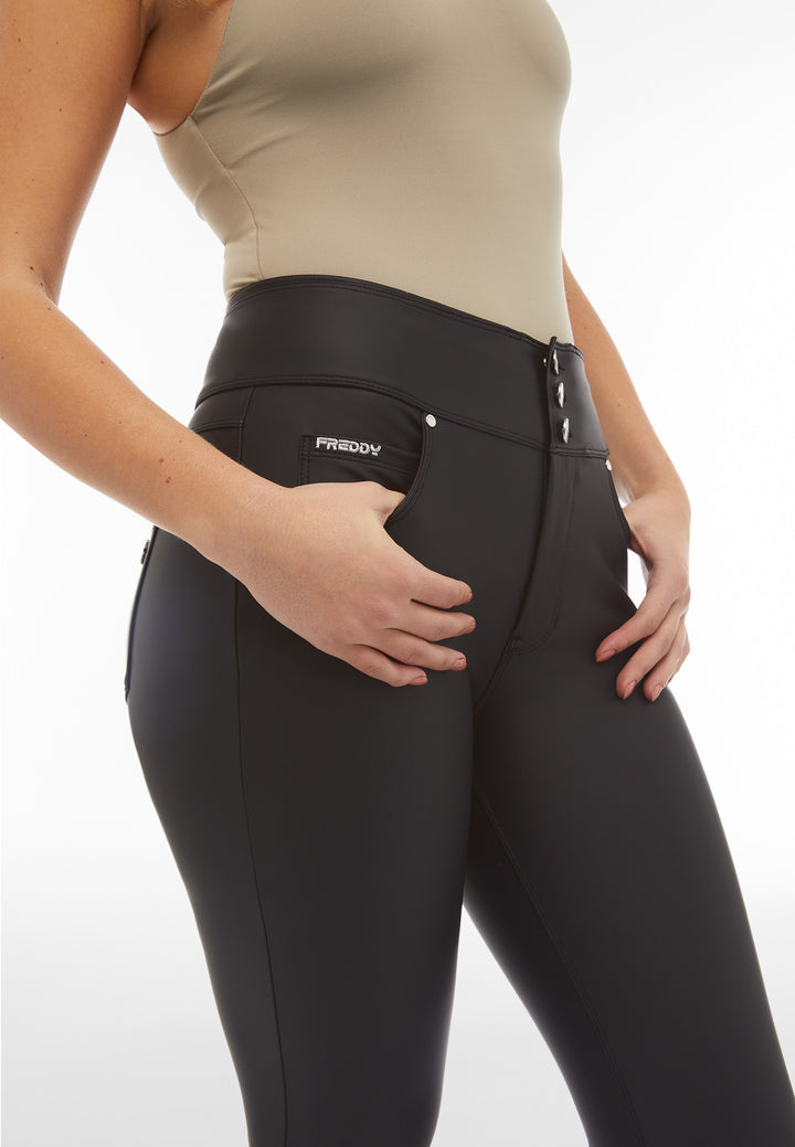 (NOW1HC006PREC-N)  Skinny N.O.W.® broek in Faux Leather uitvoering met Hoge Taille