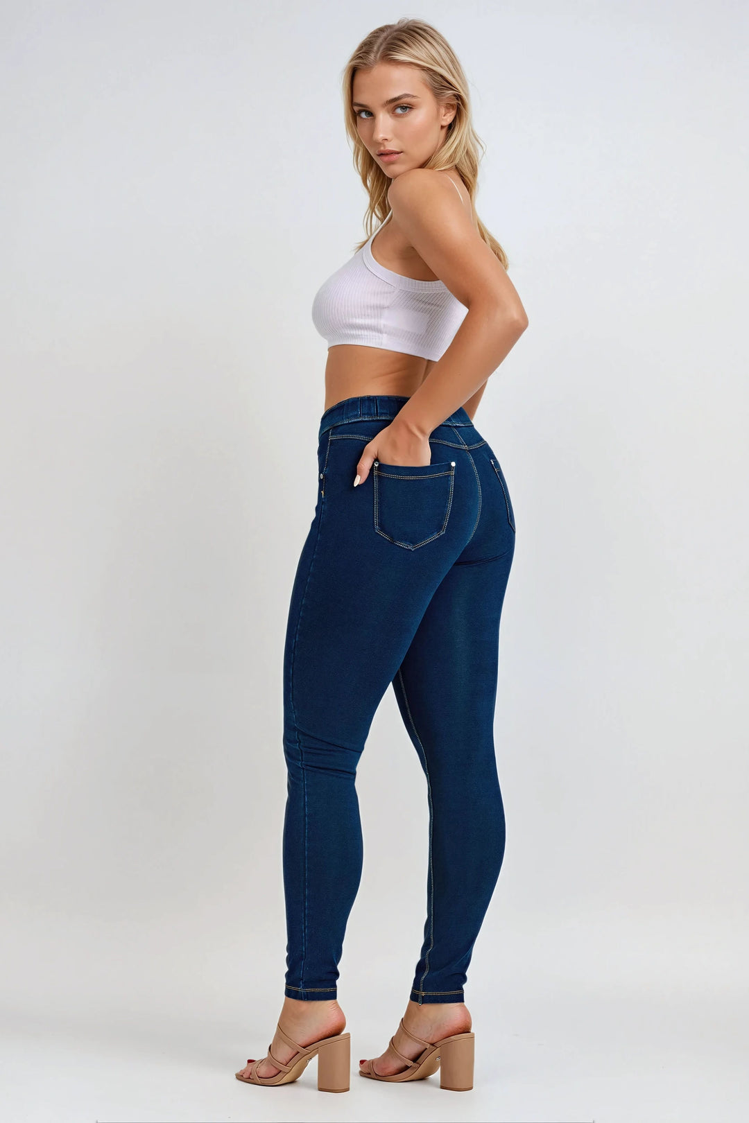 (NOW1MC002ORG-J0Y) N.O.W.® Mid Waist Jeans met Knoopsluiting