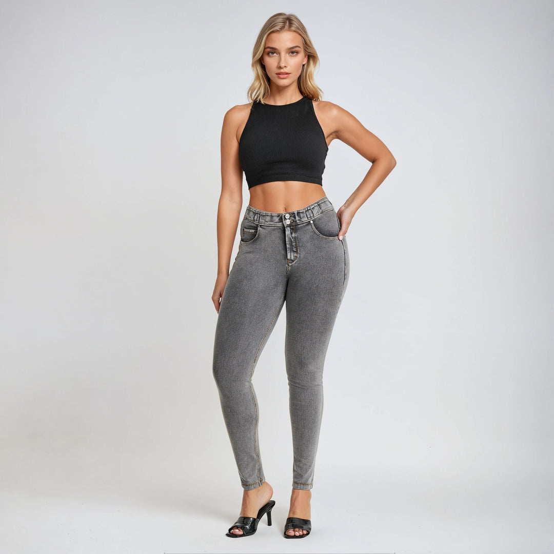 (NOW1MC002ORG-J3Y) N.O.W.® Mid Waist Jeans met Knoopsluiting