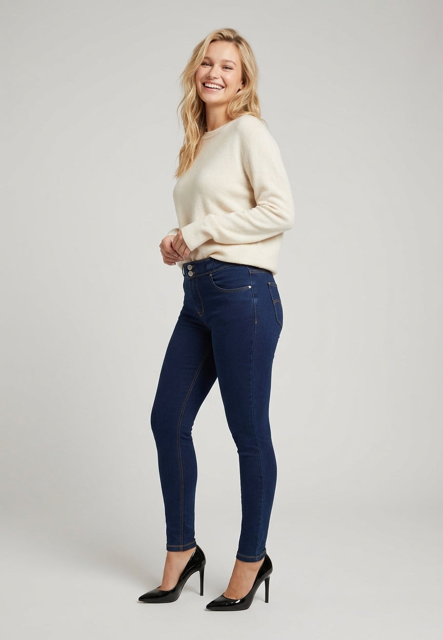 NOW® Mid Waist Jeans avec boutonnière