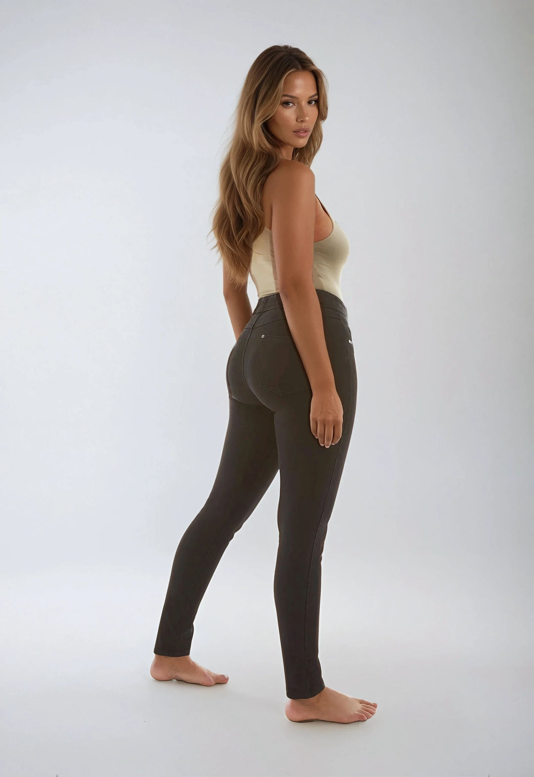 (NOW1MC002ORG-J7N) N.O.W.® Mid Waist Jeans met Knoopsluiting