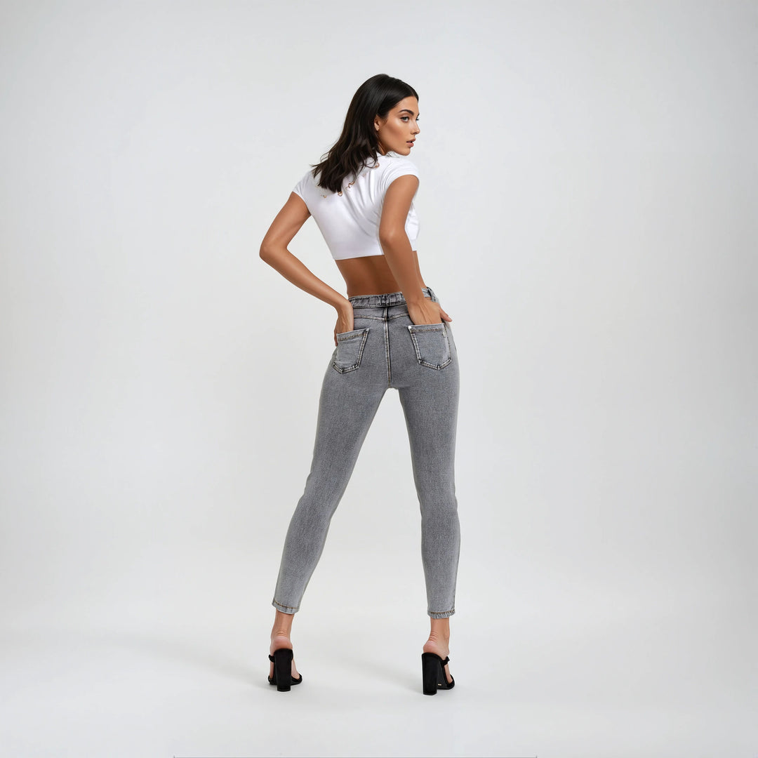 (NOW1MC002ORG-J3Y) N.O.W.® Mid Waist Jeans met Knoopsluiting