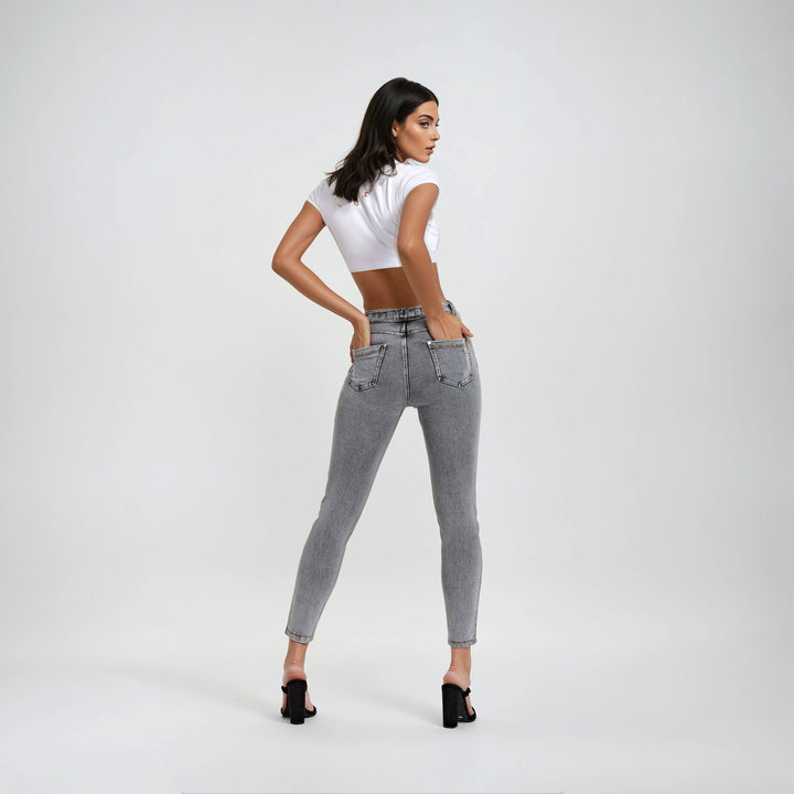 (NOW1MC002ORG-J3Y) N.O.W.® Mid Waist Jeans met Knoopsluiting