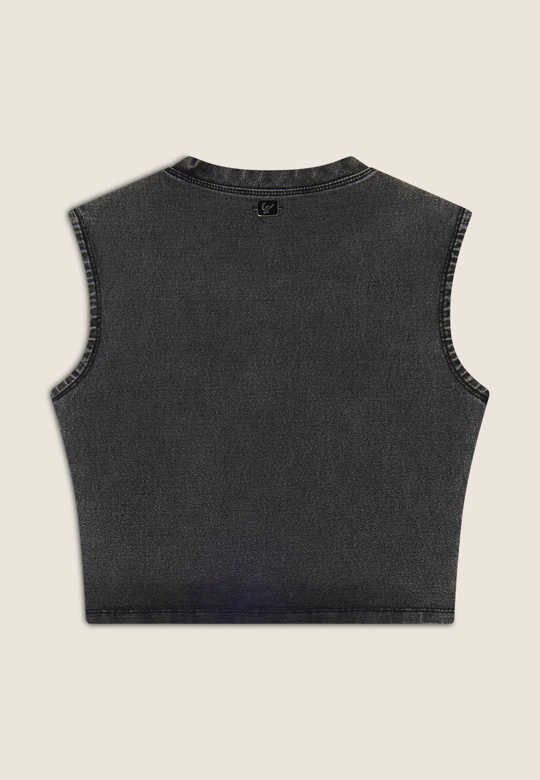 (S25WTWT16-J131N) Cropped Denim-Look Top met Stoere Schouderdetails