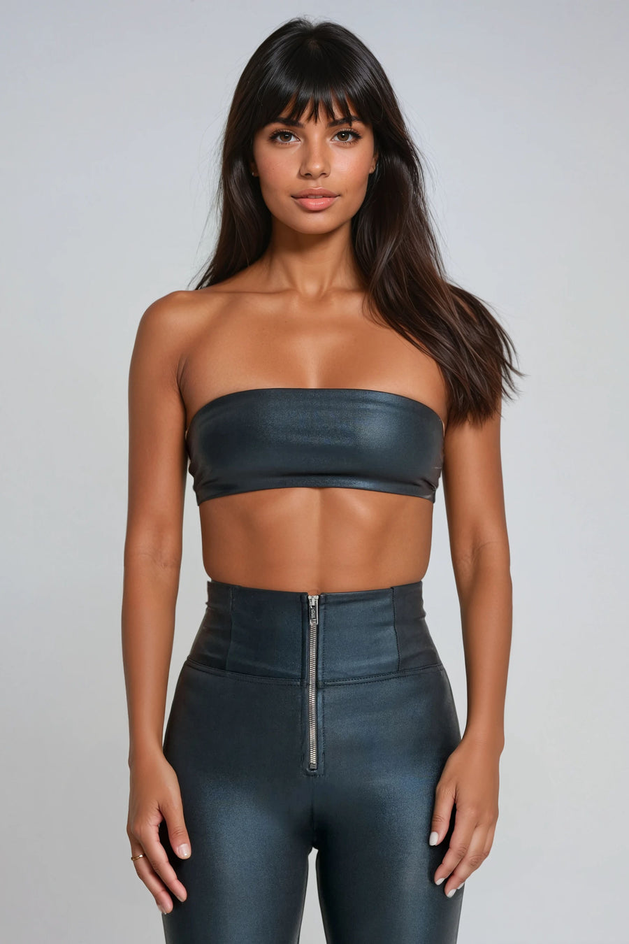 Shiny Strapless Bandeau Top in D.I.W.O.
