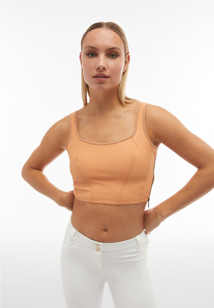 (S4WTWT5-M44) Bustier Crop Top in Faux Leather