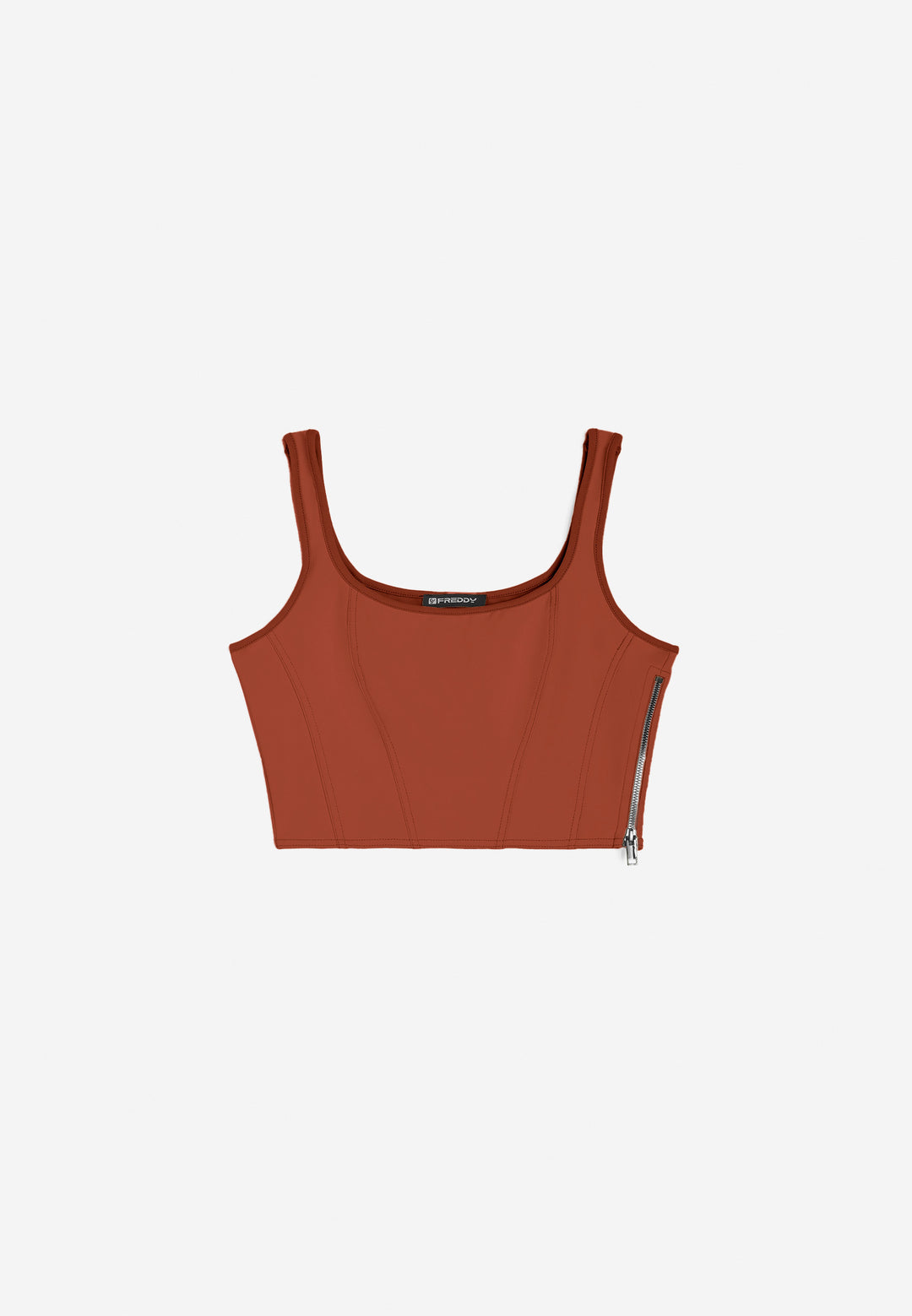 (S4WTWT5-M87) Bustier Crop Top in Faux Leather