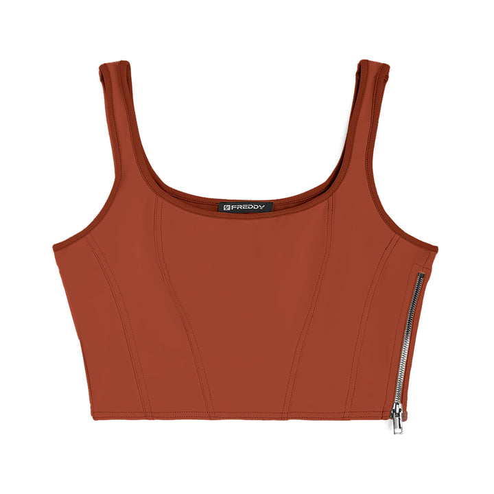 (S4WTWT5-M87) Bustier Crop Top in Faux Leather
