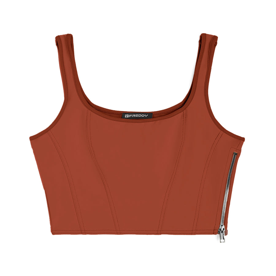 Bustier Crop Top in Faux Leather