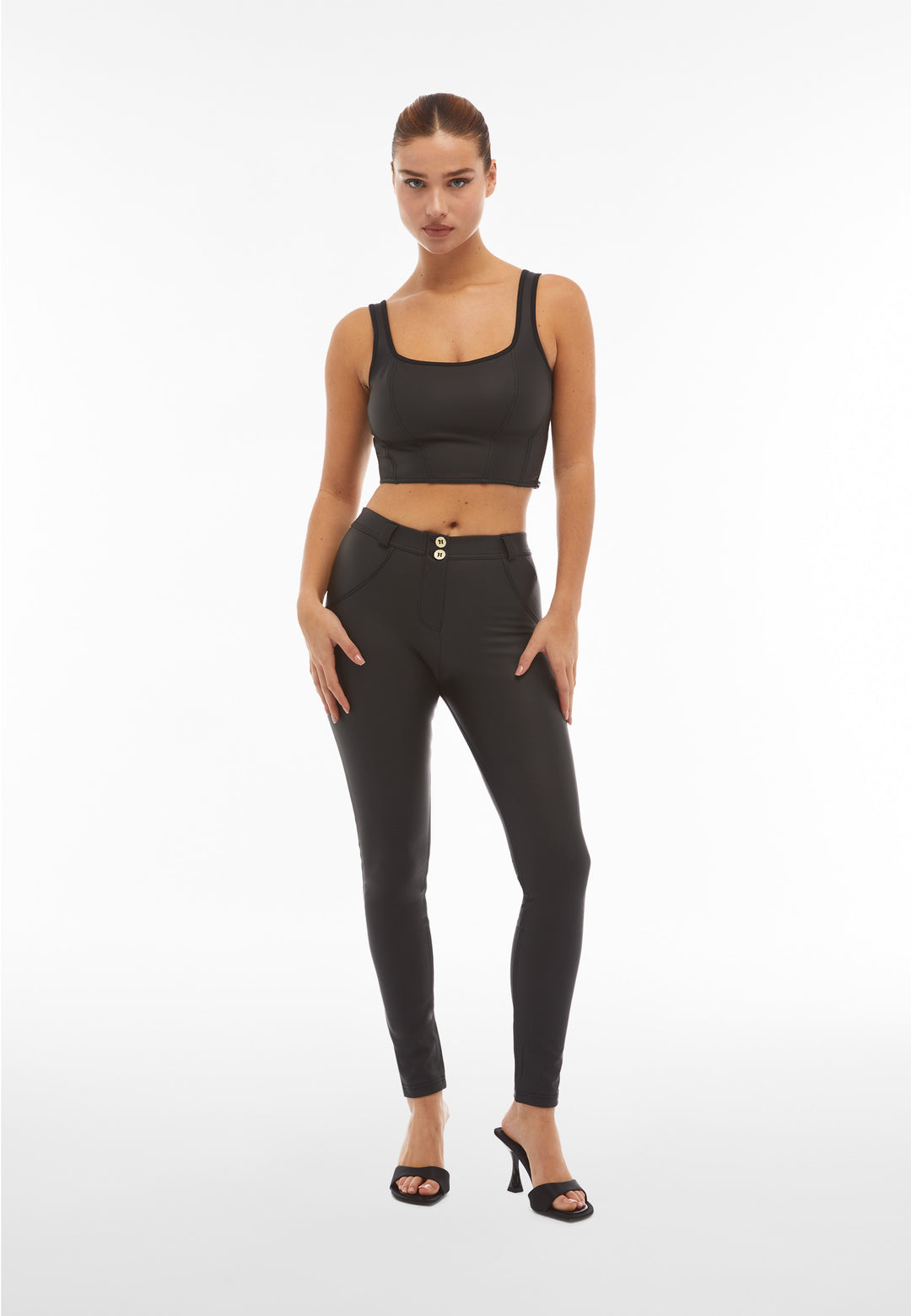 (S4WTWT5-N) Bustier Crop Top in Faux Leather