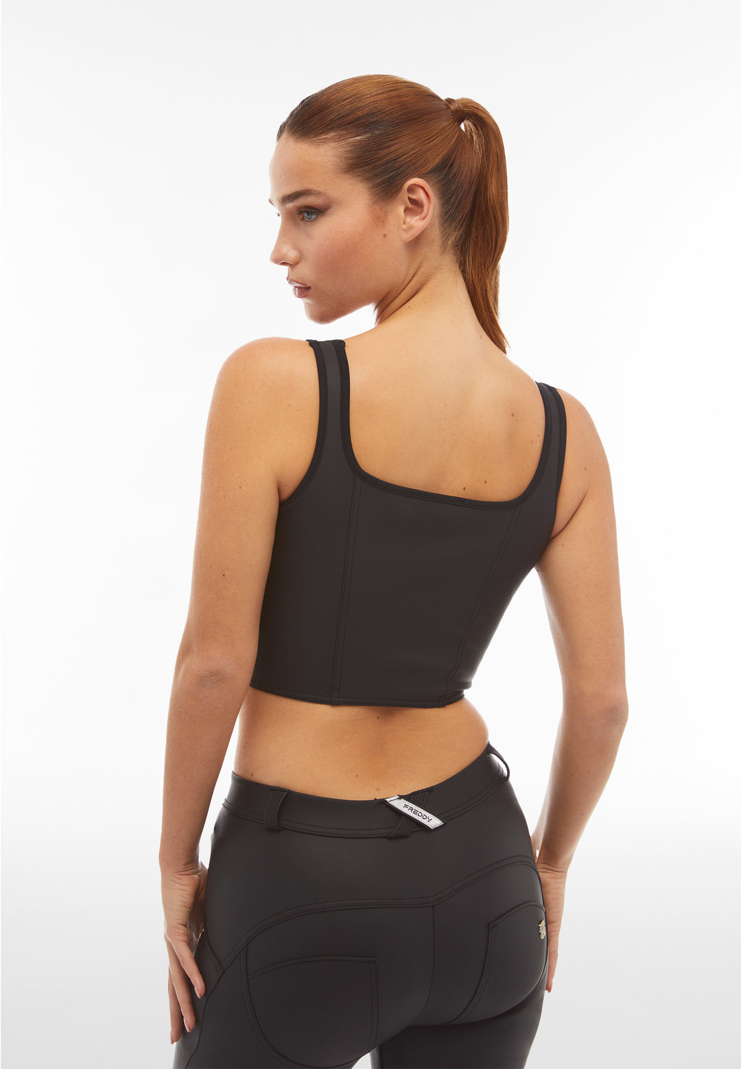 (S4WTWT5-N) Bustier Crop Top in Faux Leather