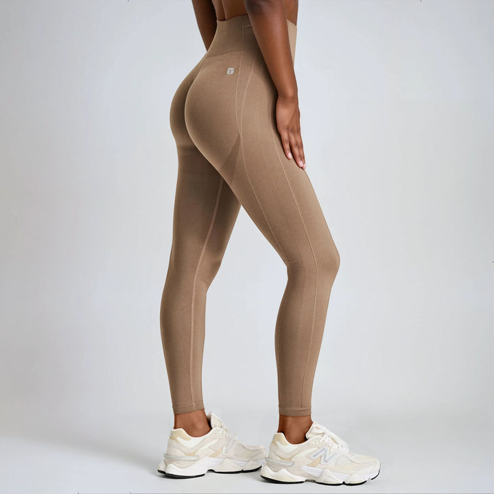 (SF5HF316-M105) High-Waistband Ankle-Length Seamless Leggings with Ribbed Details