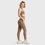 (SF5HF316-M105) High-Waistband Ankle-Length Seamless Leggings with Ribbed Details