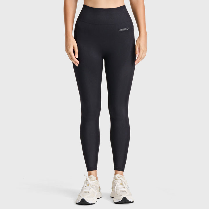 (SF5HF316-N) High-Waistband Ankle-Length Seamless Leggings with Ribbed Details