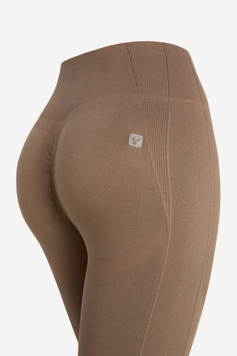 (SF5HF316-M105) High-Waistband Ankle-Length Seamless Leggings with Ribbed Details