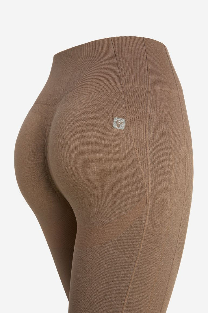 (SF5HF316-M105) High-Waistband Ankle-Length Seamless Leggings with Ribbed Details