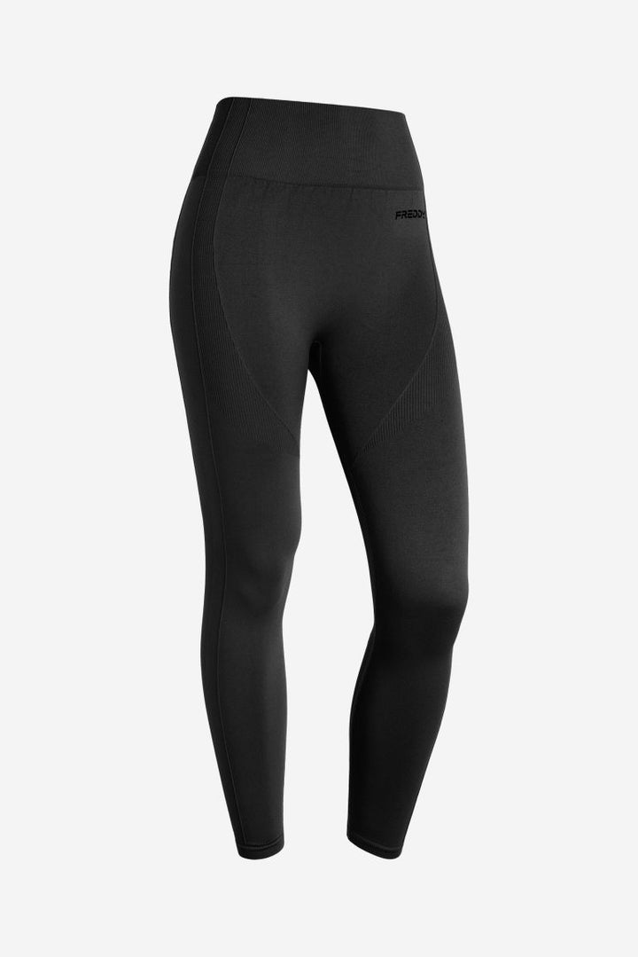 (SF5HF316-N) High-Waistband Ankle-Length Seamless Leggings with Ribbed Details