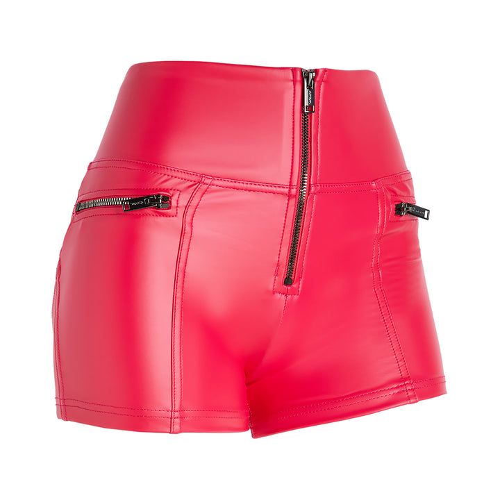 freddy pantroom faux leather eco shorts high waist zip shaping shapewear push up stretch comfortable pink roze