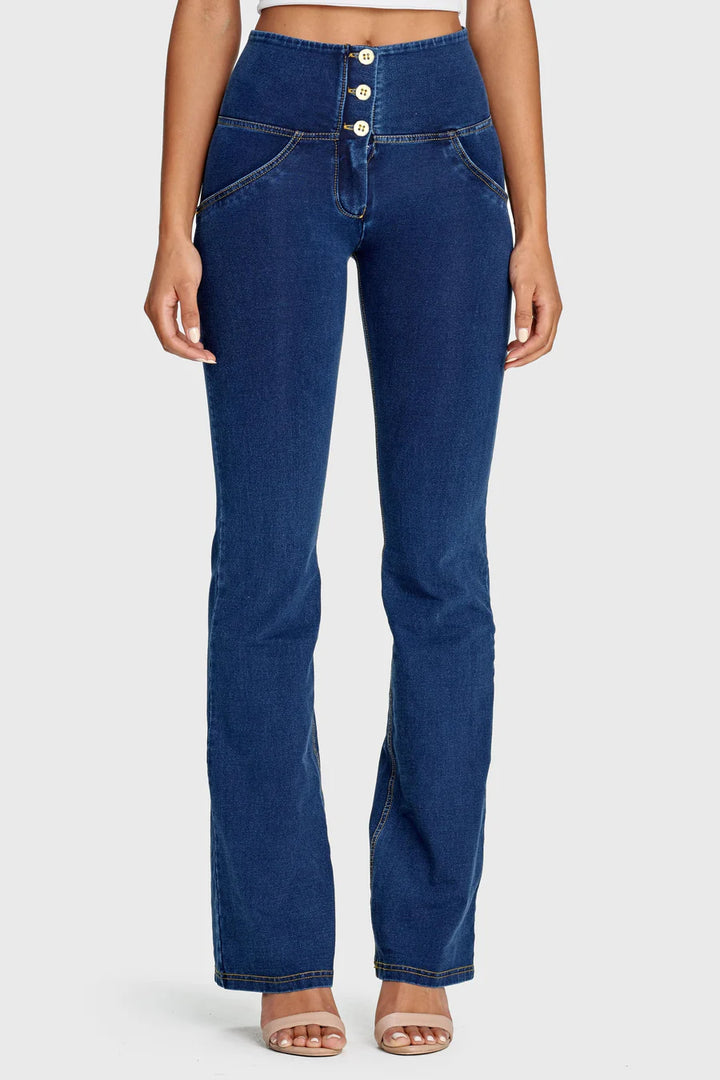 (WRUP11BHC002ORG-J0Y)  Blauwe WR.UP® Flared Jeans met een Hoge Taille en Knoopsluiting