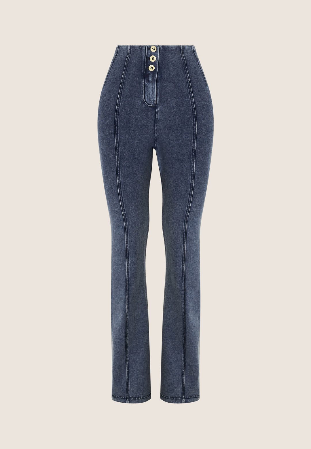 (WRUP11HS2532-J109B) WR.UP® Flared Jeans met een Hoge Taille en Knoopsluiting