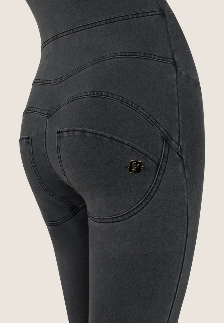 (WRUP19HF470-J125N) Sleeveless Dungaree Medium Grey Denim-Black seams