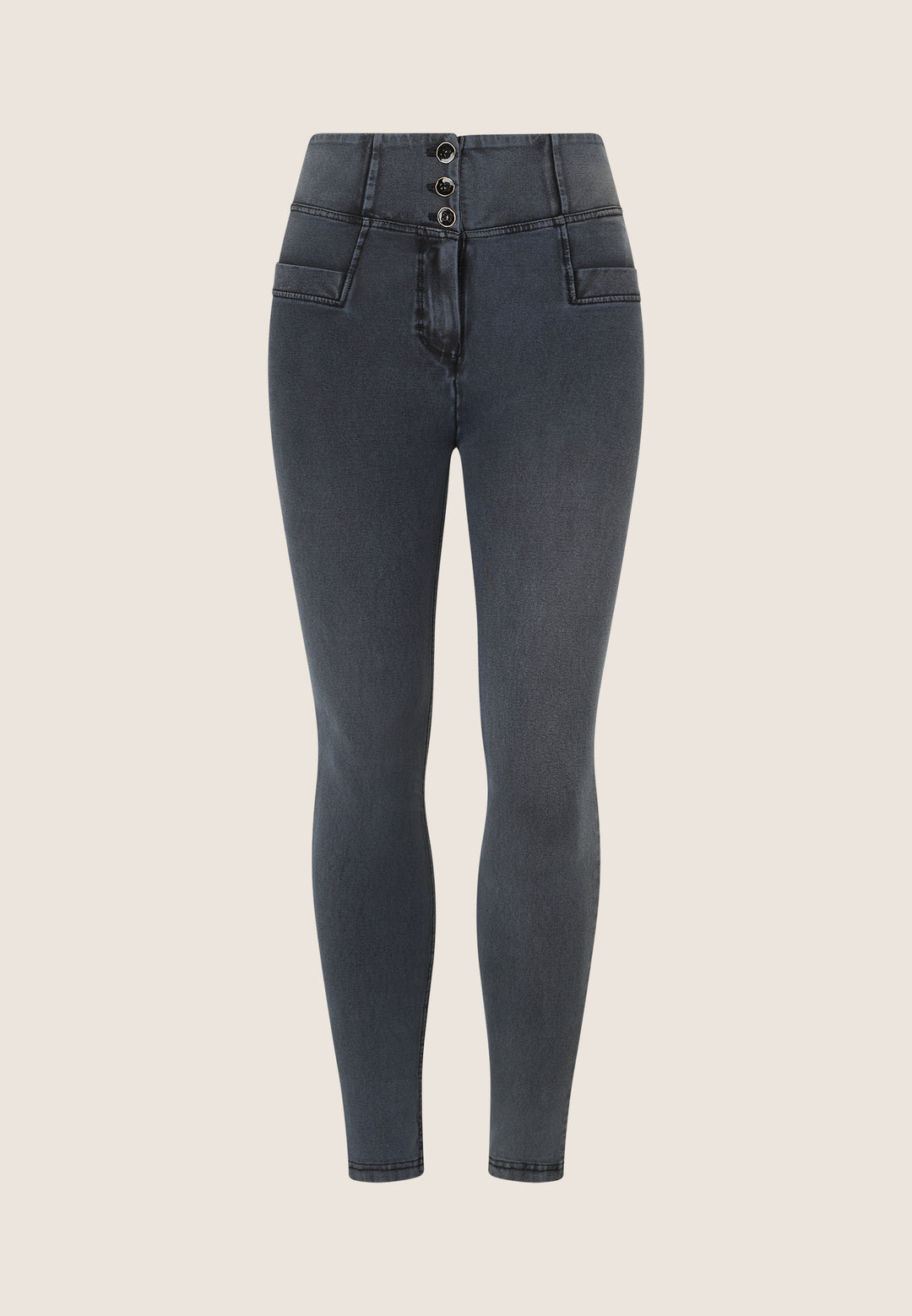 (WRUP1BHF405-J172B) High Waist WR.UP® Jeans met Knoopsluiting in Mooie Denim Washing