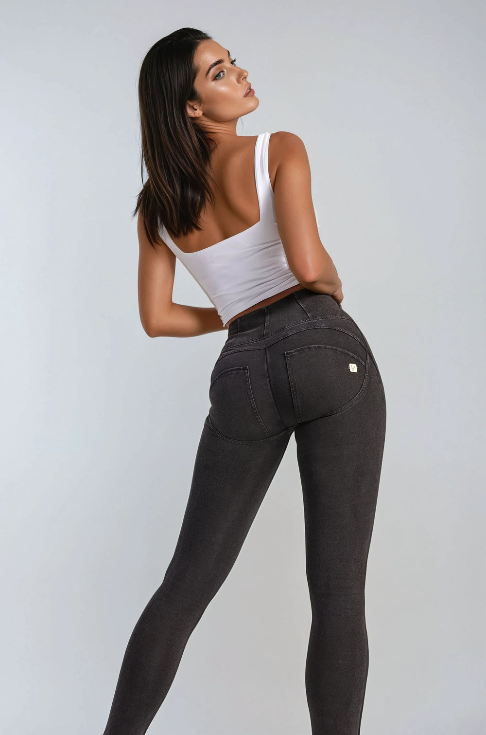 BLACK ZWART SKINNY TIGHT STRAK BROEK LEGGING SHAPEWEAR PUSHUP KATOEN ELASTISCH HOGE TAILLE IGH WAIST COMFORTABLE