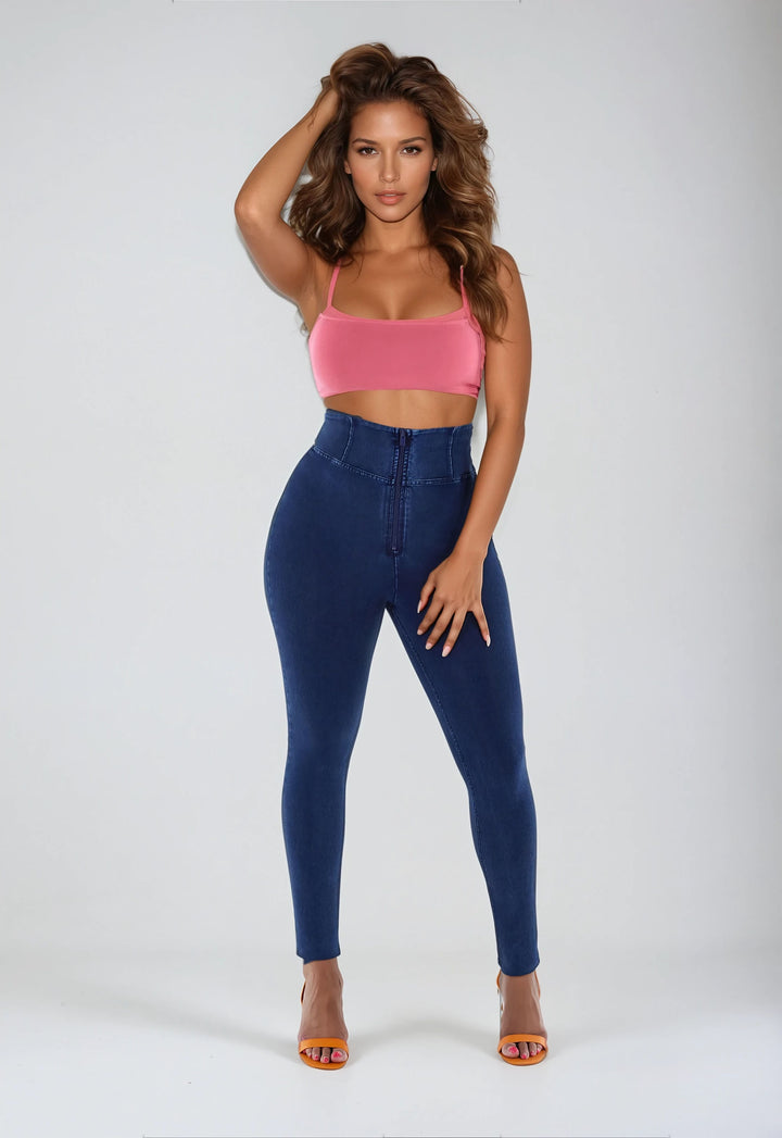 (WRUP1HC002NS-J0B) Blauwe Curvy WR.UP® Push Up Jeans met een Hoge Taille en Zip