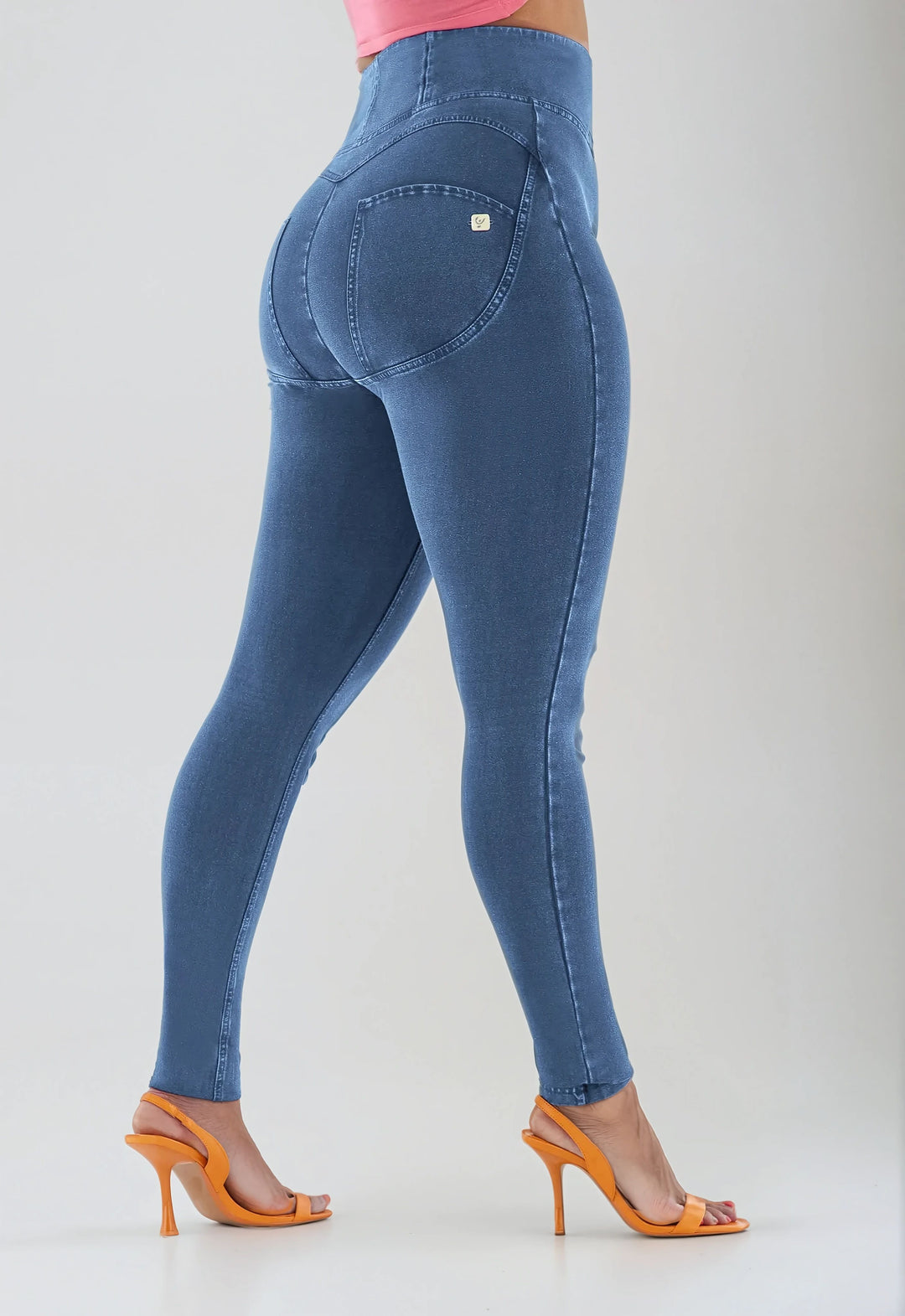 (WRUP1HC002NS-J4B) Blauwe Curvy WR.UP® Push Up Jeans met een Hoge Taille en Zip