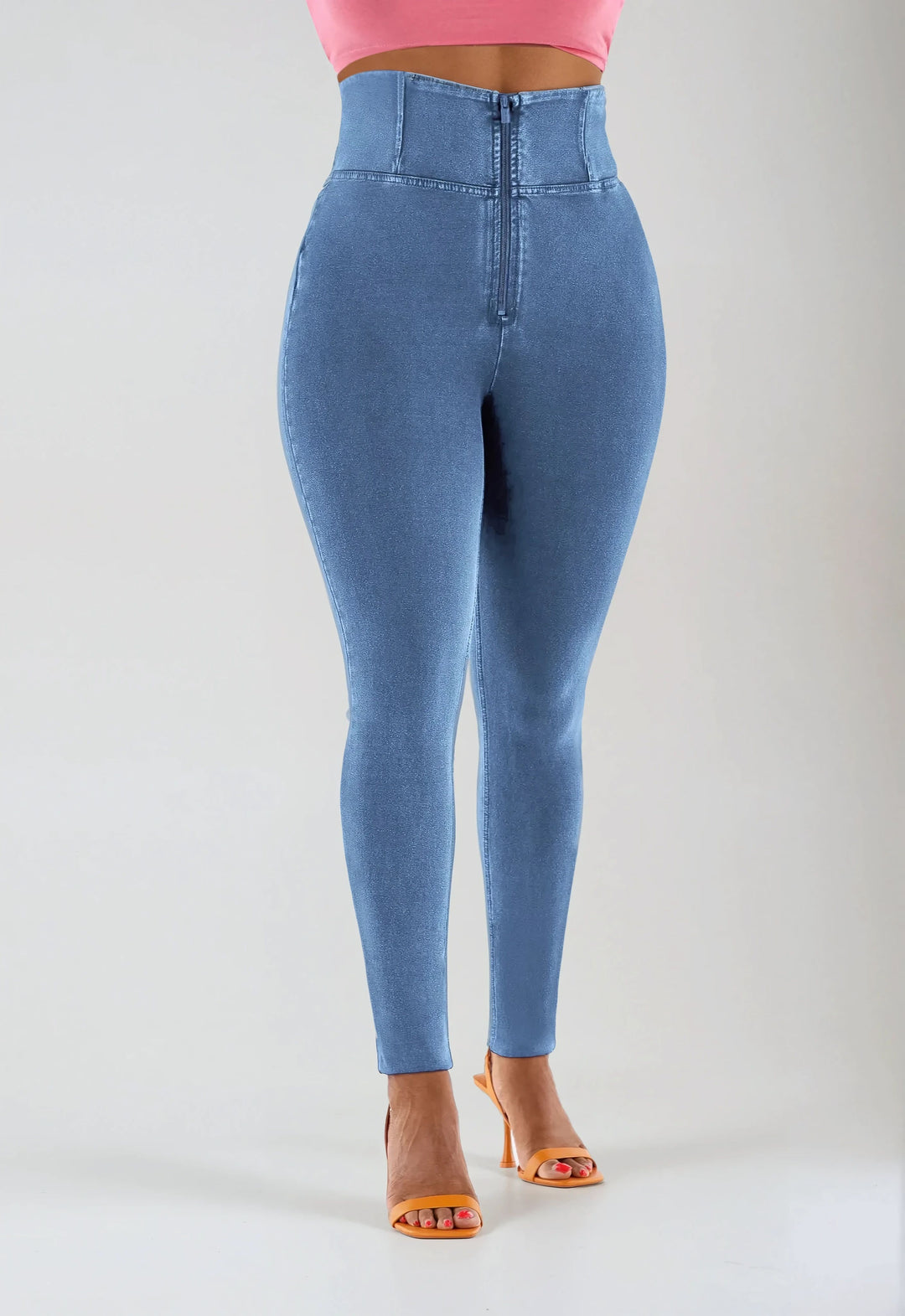 (WRUP1HC002NS-J4B) Blauwe Curvy WR.UP® Push Up Jeans met een Hoge Taille en Zip