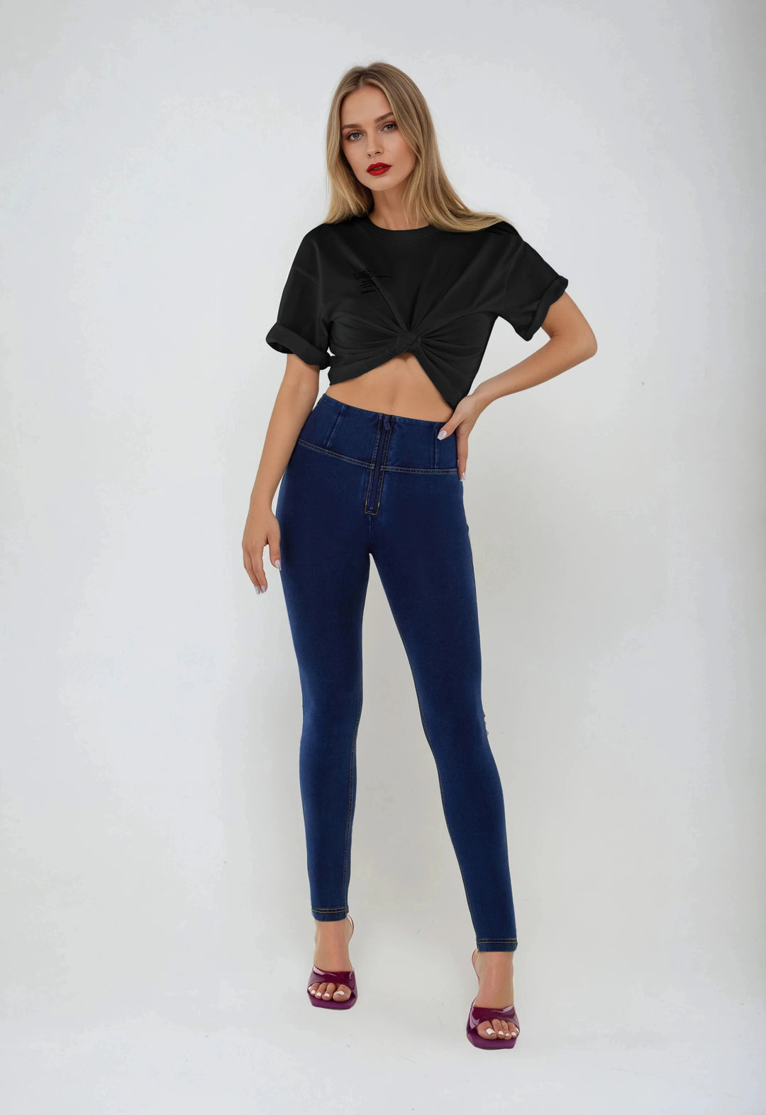 (WRUP2HC002ORG-J0Y) Denim look WR.UP® met Hoge Taille en Ritssluiting